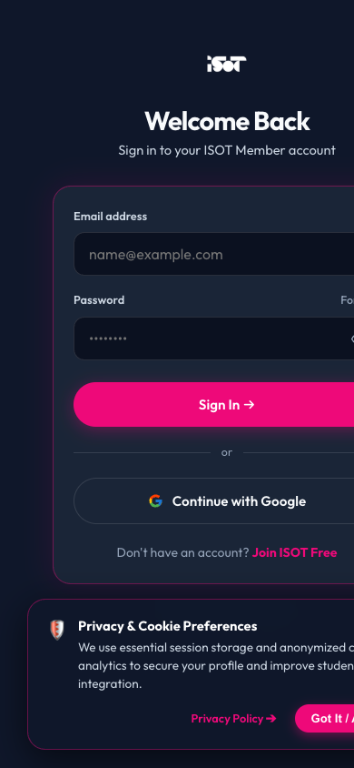 ISOT Pocket Web App Real Screenshot
