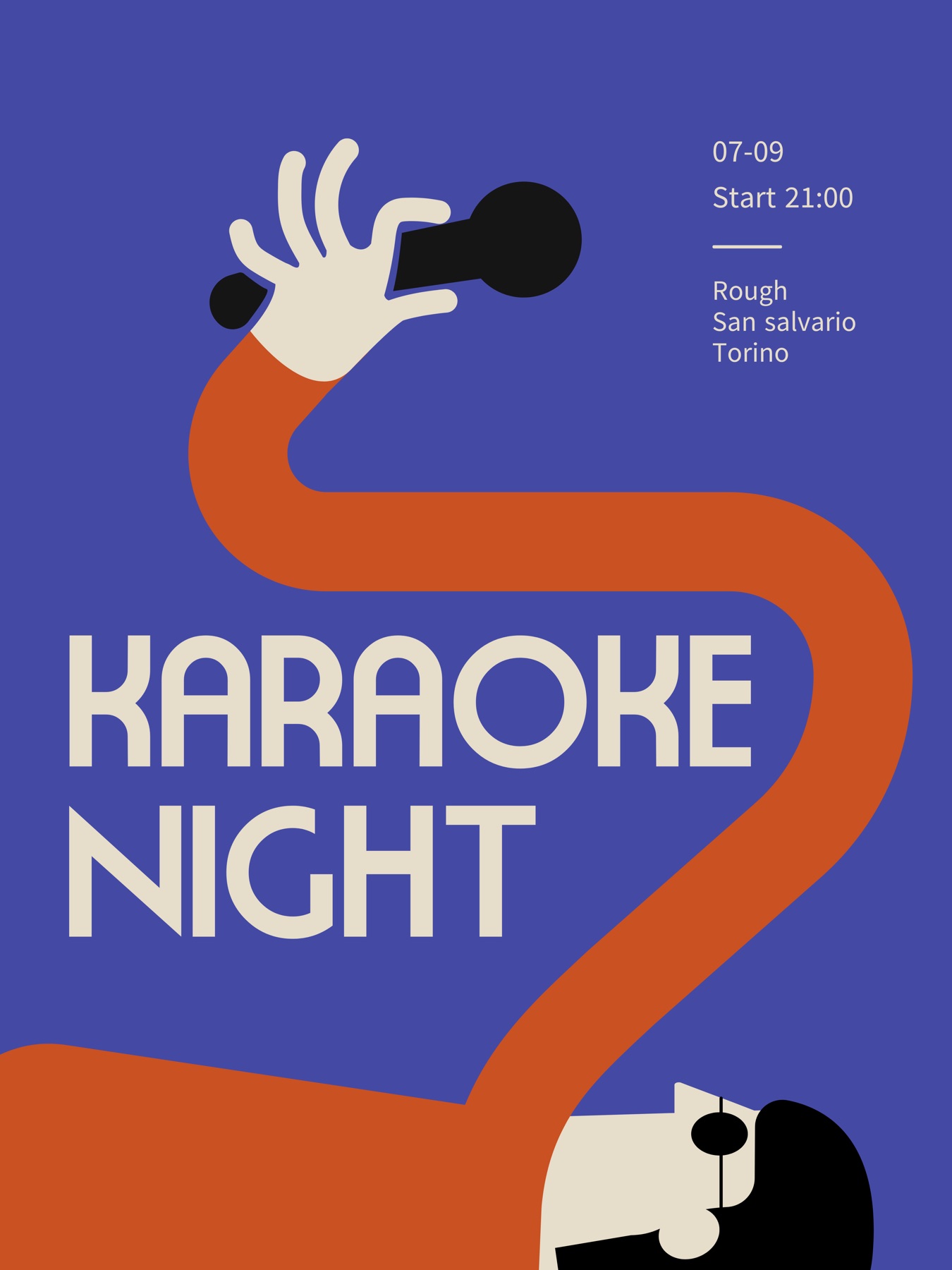 ISOT Karaoke Night poster — Rough, San Salvario. Doors 19:00, singing from 21:00. Scan to get the app.